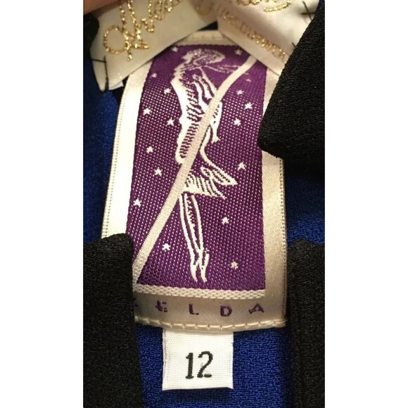 Vintage Zelda Womens Contrast Trim Tailored Blazer Jacket Blue Black 12 Large L - Picture 8 of 13